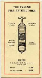 C1913 Brochure Pyrene Fire Extinguisher for Motor Cars for Garages