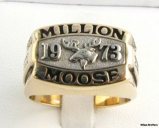 Million Moose 1973 Moosehaven Mooseheart Mens Ring 10K Solid Gold 14