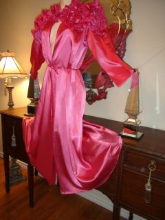 Vintage Lucie Ann Robe Nightgown Satin RARE Couture Pink Gown Lingerie