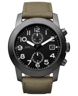 Marc by Marc Jacobs Watch, Mens Chronograph Olive Leather Strap 46mm