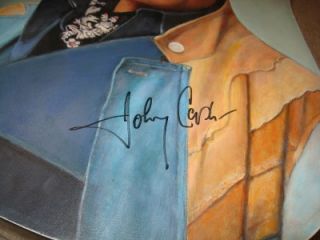 Johnny Cash Signed Oil Portrait on Guitar by Roy Bills 2002 Michigan