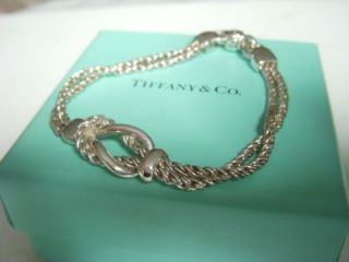 Tiffany & Co. Sterling Silver Double Rope Love Knot Bracelet With Box