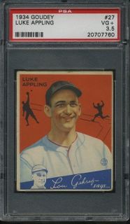 R320 1934 Goudey Baseball #27 Luke Appling, Chicago White Sox, HOF PSA