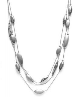 Anne Klein Necklace, Silver tone Triple Strand Long Chain Necklace