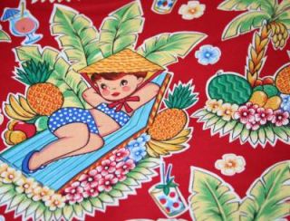 Adorable Luau Lulu Hawaiian Bathing Suit Girl Fabric Michael Miller
