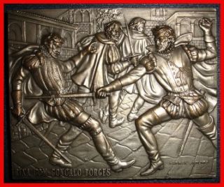 Brawl with G Borges Poet Luis Camões Silvered Bronze Medal