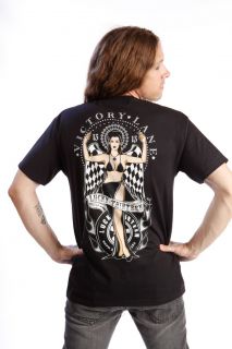 13 Apparel Victoria t shirt features a sexy girl and Victory Lane