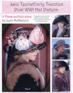Late Teens Early 1920s Hat Pattern 4 Views by Lynn Mcmasters