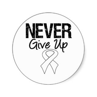 Never Give Up Ribbon (Lung Cancer) Round Stickers