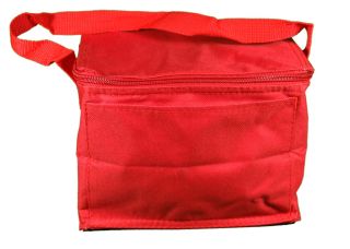 Red Canvas Insulated Lunch Bag Cooler Tote with Pocket