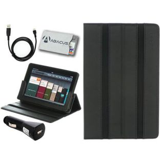 for Kindle Fire M Edge Black Leather Folio Case Cover Stand/USB Cable