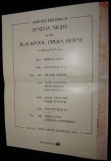 Beatles Concert Programme Vintage Pop Music Rock Roll Blackpool Opera