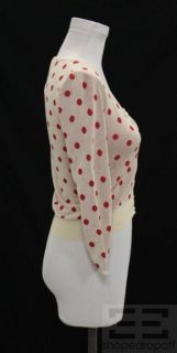 Luisa Beccaria Cream Red Polka Dot Cardigan Size 40