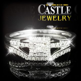 10k WG Designer .33ctw Diamond Engagement and Band Bridal Set   Crown