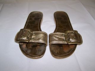 Coach Leanne Gold Leather Buckle Sandals Size 5 5 M
