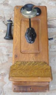 Antique Oak Wall Phone KELLOGG 645135 L with PATD Nov. 26, 1901 for