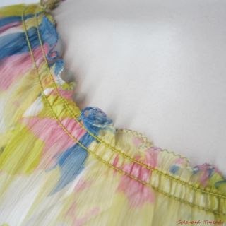 MSSP Boho Babydoll Sheer Crinkled Floral Silk Top s Max Studio