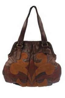 Lucky Brand Brown Leather Lined Double Handle Hobo Handbag BHFO