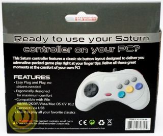 New White PC Mac USB Controller for Sega Saturn