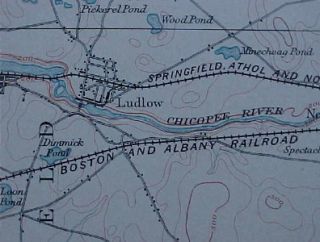 1893 Topo Map Palmer Wilbraham Ludlow Massachusetts RRs