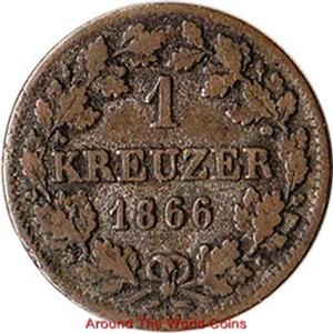 Germany Bavaria 1 Kreuzer Small Silver Coin Ludwig II KM 487