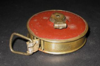 Vintage Lufkin 25 ft Cloth Tape Measure Enameled Brass Case