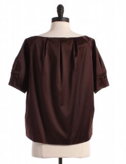 Michael Michael Kors Brown Pleated Blouse Sz M Top Shirt