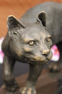 Bronze Lion Cougar Bobcat Panther Lynx Puma Statue Art Sculpture