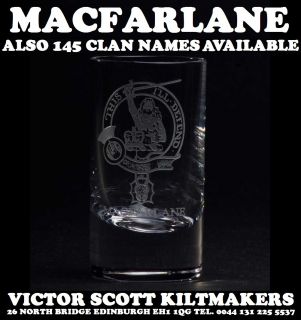 MacArthur Clan Crest Shot Glasses Family Clan Tot Glass Available in