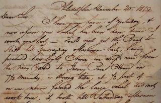1819 Wonderful American Nautical Related Letter
