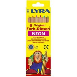 Lyra Giants Neon 6 Color Colouring Pencils Thick Bright
