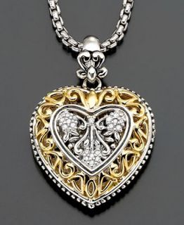 14k Gold and Sterling Silver Pendant, Diamond Heart (1/10 ct. t.w.)