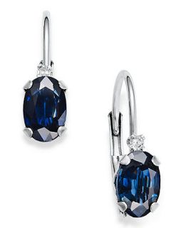 14k White Gold Earrings, Sapphire (1 1/4 ct. t.w.) and Diamond Accent