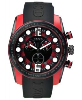 Izod Watch, Unisex Chronograph Black Leather Strap 42mm IZS6 2 BLK RED