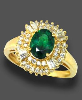 Effy Collection 14k Gold Ring, Emerald (1 1/8 ct. t.w.) and Diamond (3