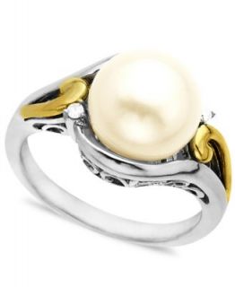 14k Gold and Sterling Silver Ring, Cultured Freshwater Pearl Ring and