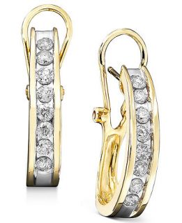 14k Gold Earrings, Diamond Hoop (3/8 ct. t.w.)   Earrings   Jewelry