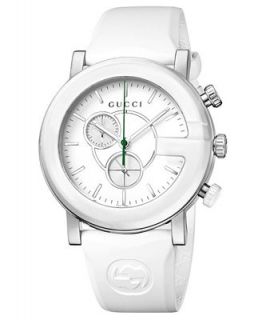 Gucci Watch, Mens Swiss G Chrono White Rubber Strap 44mm YA101346