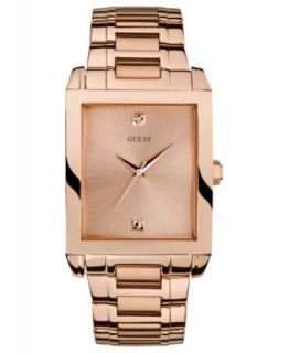 GUESS Watch, Mens Diamond Accent Rose Gold Tone Stainless Steel