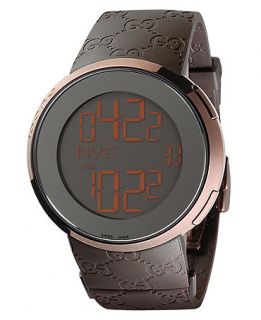 Gucci Watch, Mens I Gucci Collection Brown Rubber Strap 45mm YA114209