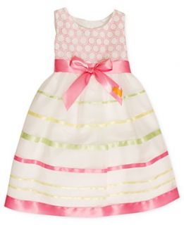 Bonnie Jean Kids Dress, Little Girls Embroidered Ribbon Stripe Dress