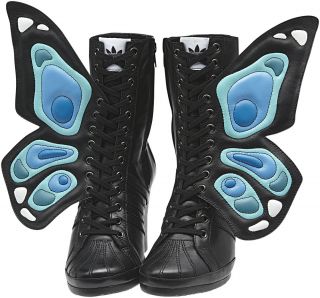 Adidas ObyO Jeremy Scott Wings Wedge Butterfly Black Women Leather