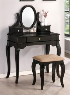 Oak Make Up Vanity Table Set Dresser Wood Stool Bench Mirror