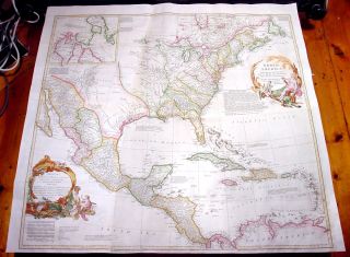 1766 Bolton D Anville Large Antique Map North America