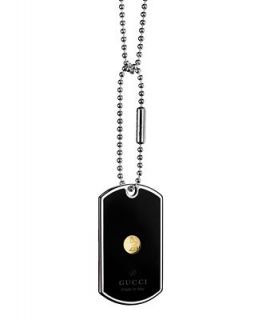 Gucci Necklace, Sterling Silver and 18k Gold Black Enamel GRAMMY