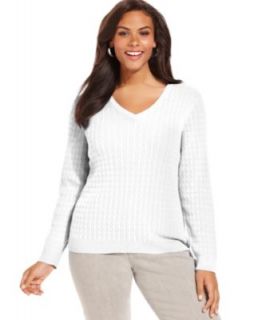 Karen Scott Plus Size Sweater, Long Sleeve Mock Turtleneck   Womens