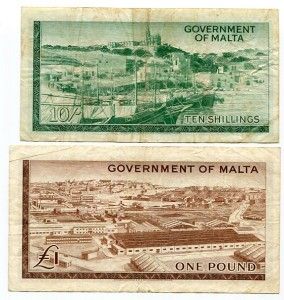 Malta 1963 10 Shllings and 1 Pound VF