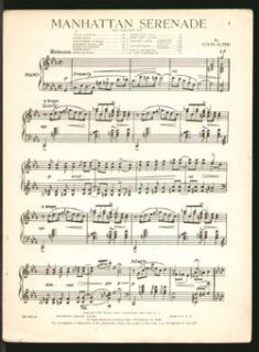Manhattan Serenade Alter 1942 Piano Solo Vintage Sheet Music