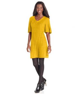 Style&co. Dress, Flutter Sleeve Cable Knit Sweater Dress