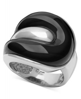 Sterling Silver Ring, Onyx (10mm) and White Topaz (1 ct. t.w.) Ring
